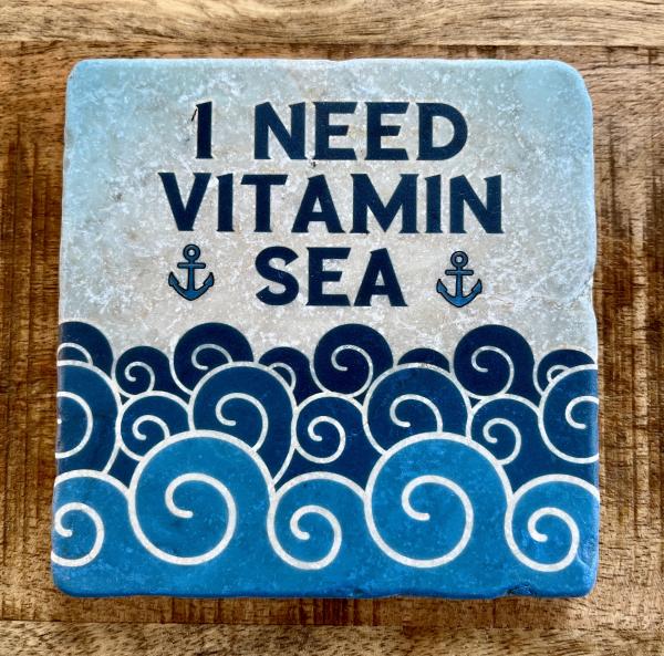 Marmor Fliese Glas Untersetzer I need vitamin sea
